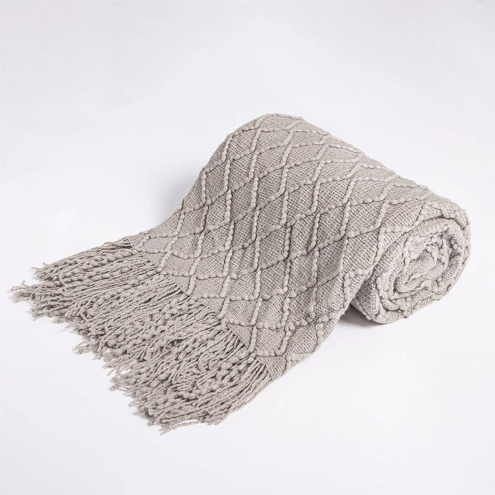 Throw Blanket‎ Knitted Throw Textured Solid Sofa Couch Cover Decorative Knitted